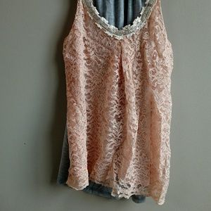 Lace, peach tank
